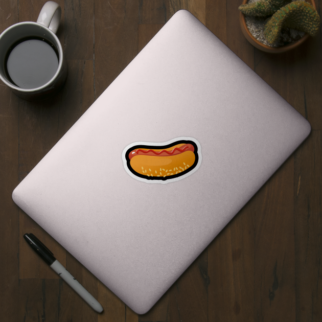 Hot Dog On A Bun Funny Catoon Hotdog Food Lover by Illustradise